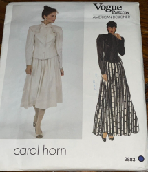 2883 VOGUE CAROL HORN UNLINED COLLAR JACKET, CAPELET, FLARE SKIRT LENGTHS PATTERN 8 UNCUT